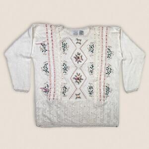 Vintage Grandma Sweater Ribbons Bentley Size Large Women‎